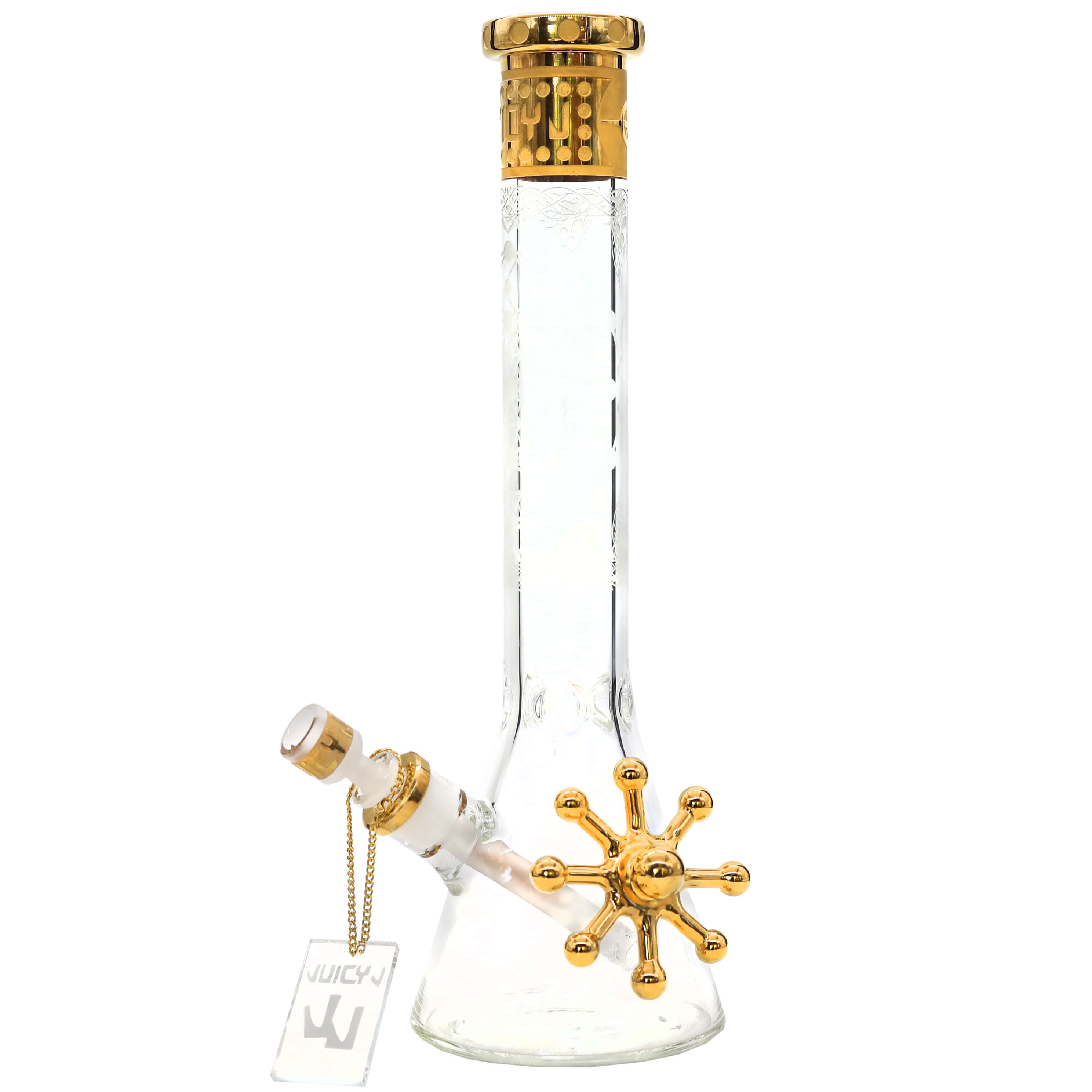 Cheech Juicy J Gold Geometric Flow Beaker Waterpipe (JJ-244) | 16 inch  product image